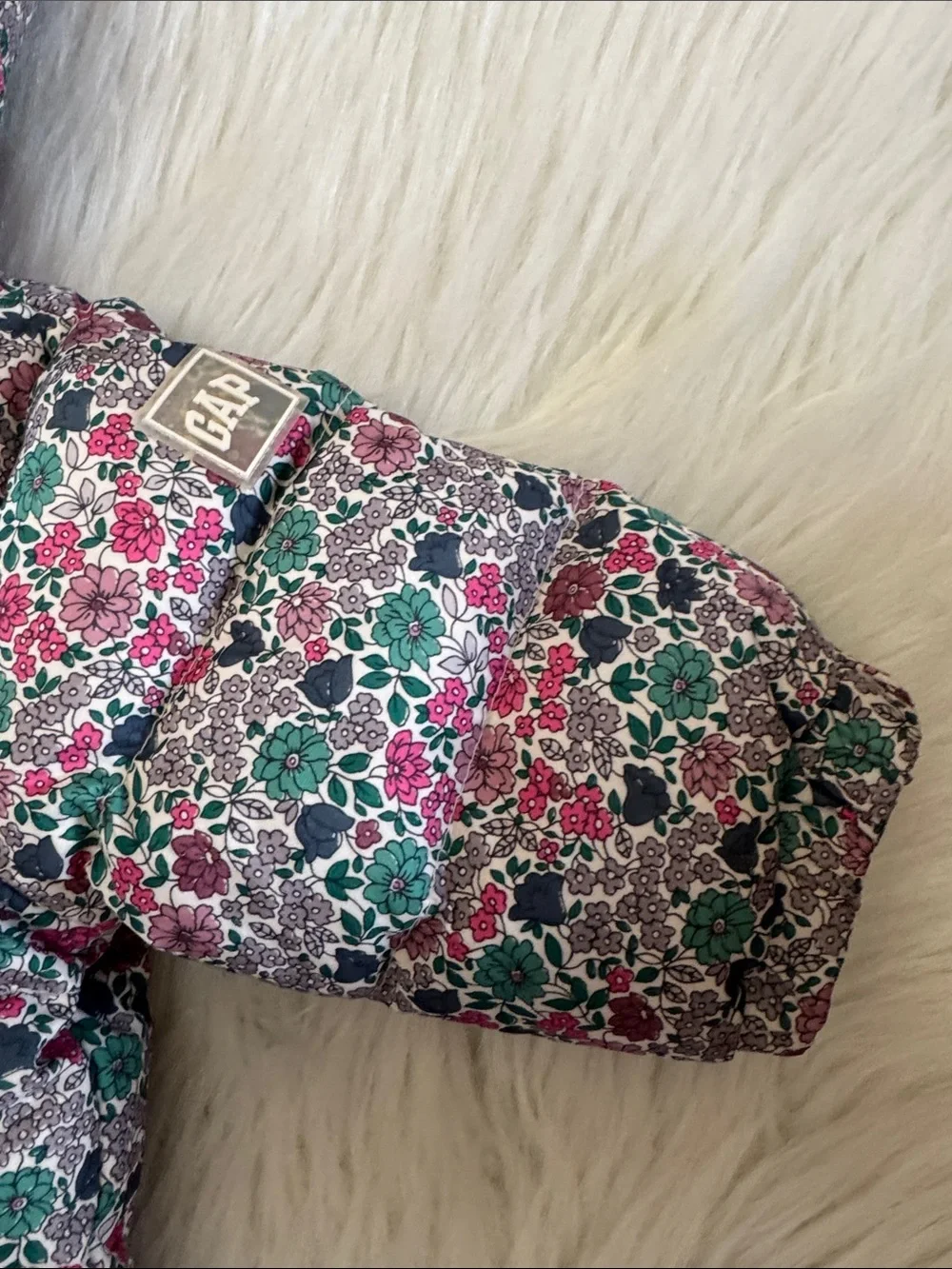 Baby GAP Girls Snowsuit Floral Hooded One-Piece Pink & Green Size 0-6 Months